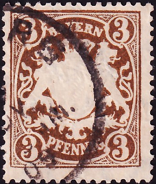 Германия , Бавария 1890 год . Герб Баварии . 003 pf. Каталог 8,50 € (2)